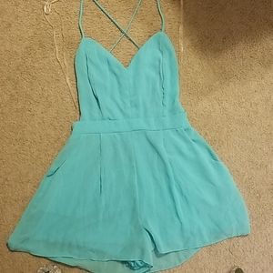 Teal flowy romper